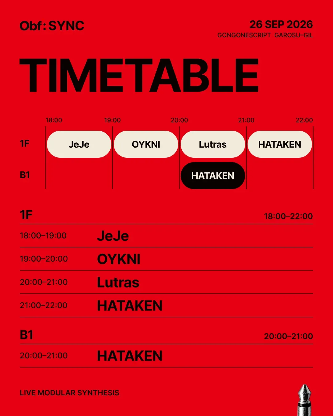 Obf : SYNC timetable card with time bars by floor